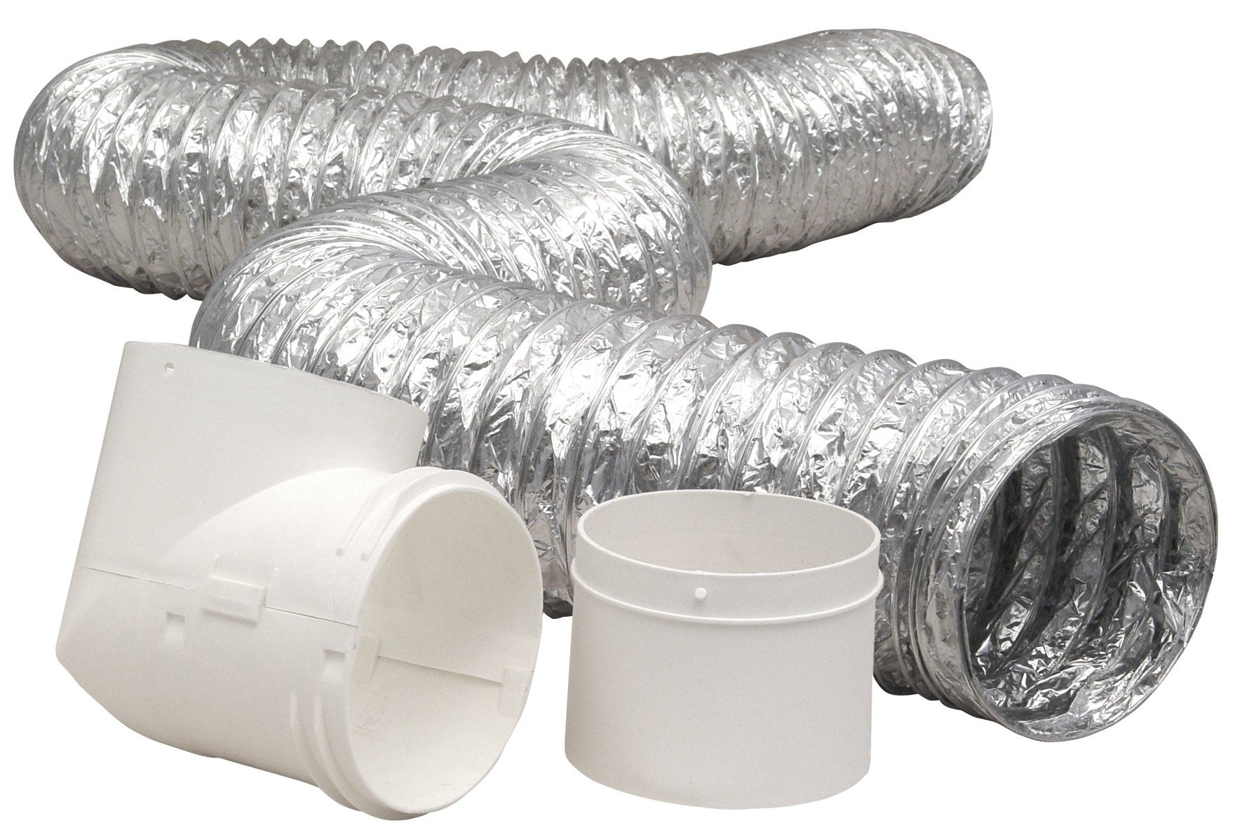 DUNDAS JAFINE INC, Dundas Jafine ProFlex 4 in. D Silver/White Aluminum/Plastic Dryer Vent Kit